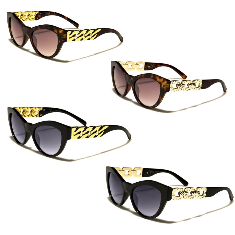Cat Eye Chain Embellished Fashion Sunglasses